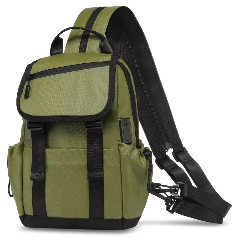 Unique Bargains Lightweight Waterpoof Convertible Sling Bag with USB Charge Port